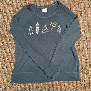 Green Anthropologie Tree Long Sleeved Shirt